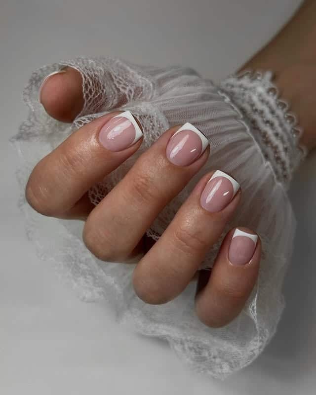 8. Short Square French Manicure with Crisp White Tips - french-manicure-nail-ideas