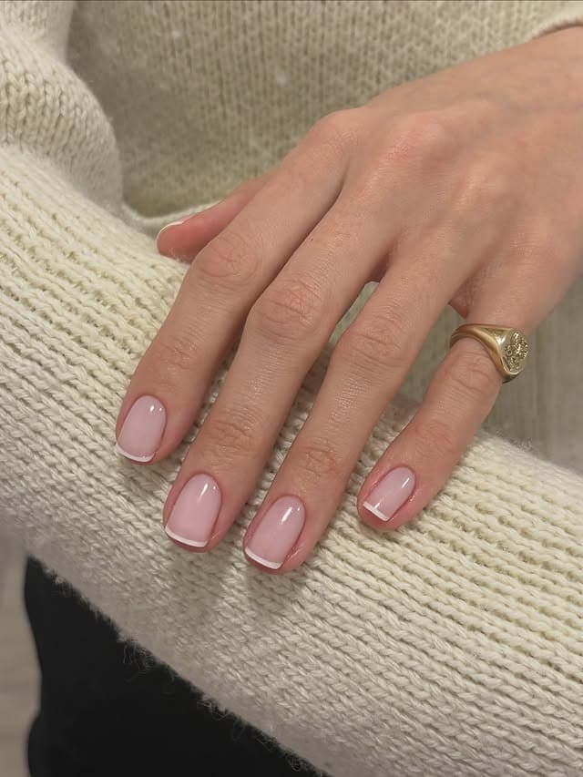 10. Minimalist Short French Manicure with Sheer Pink Finish - french-manicure-nail-ideas