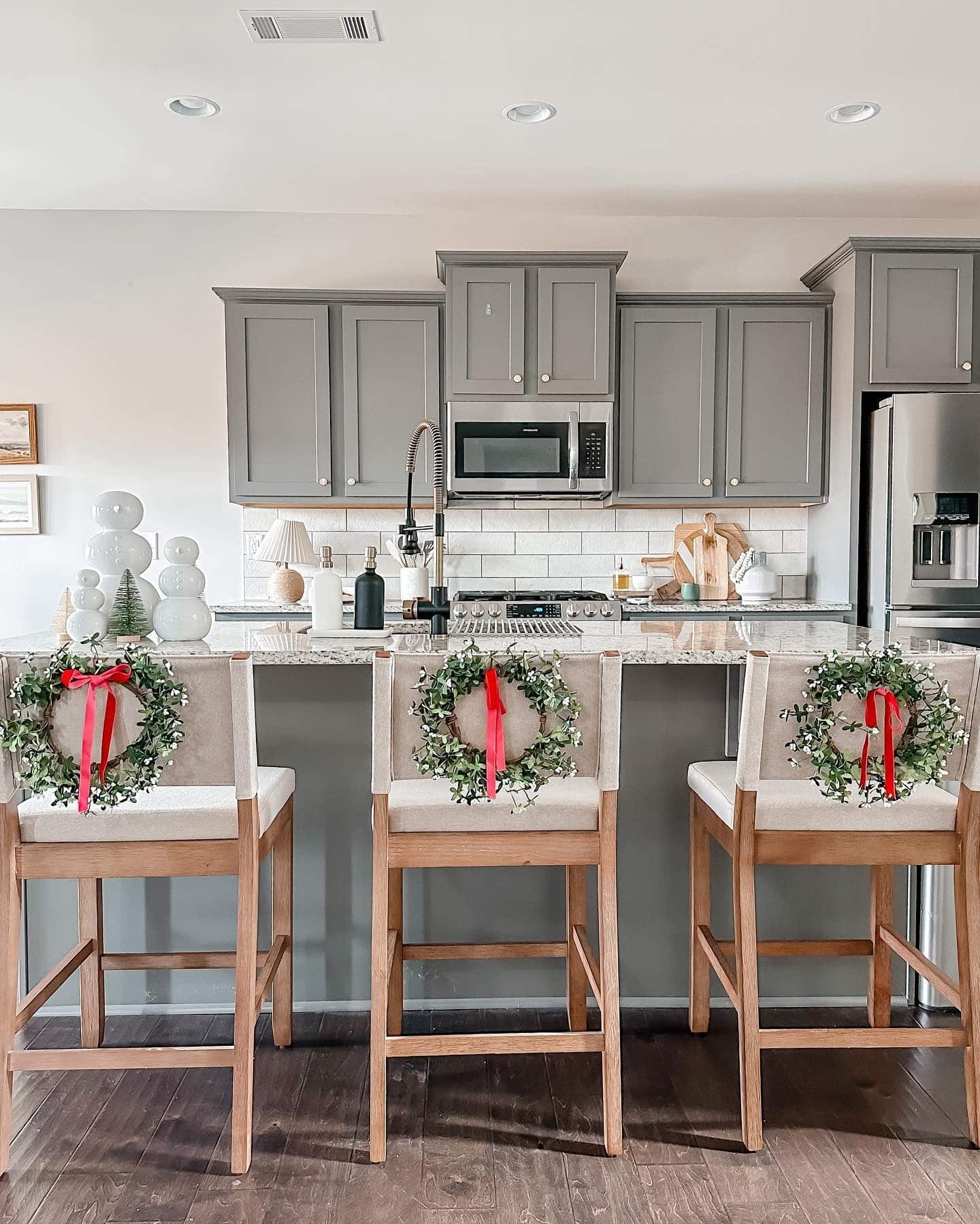 9. Warm Gray Kitchen with Natural Wood Accents - gray kitchen ideas