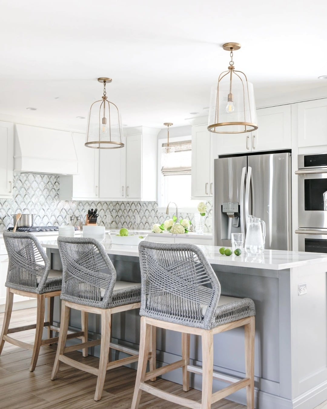 17. Soft Gray and White Kitchen with Coastal Details - gray kitchen ideas