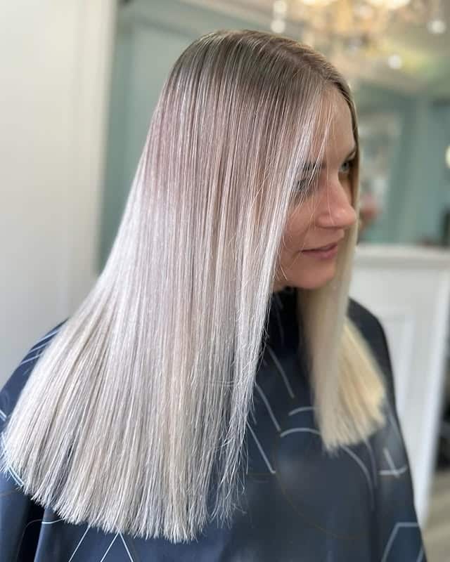 5. Silvery Icy Blonde Straight Lob - Icy Blonde Hair Color