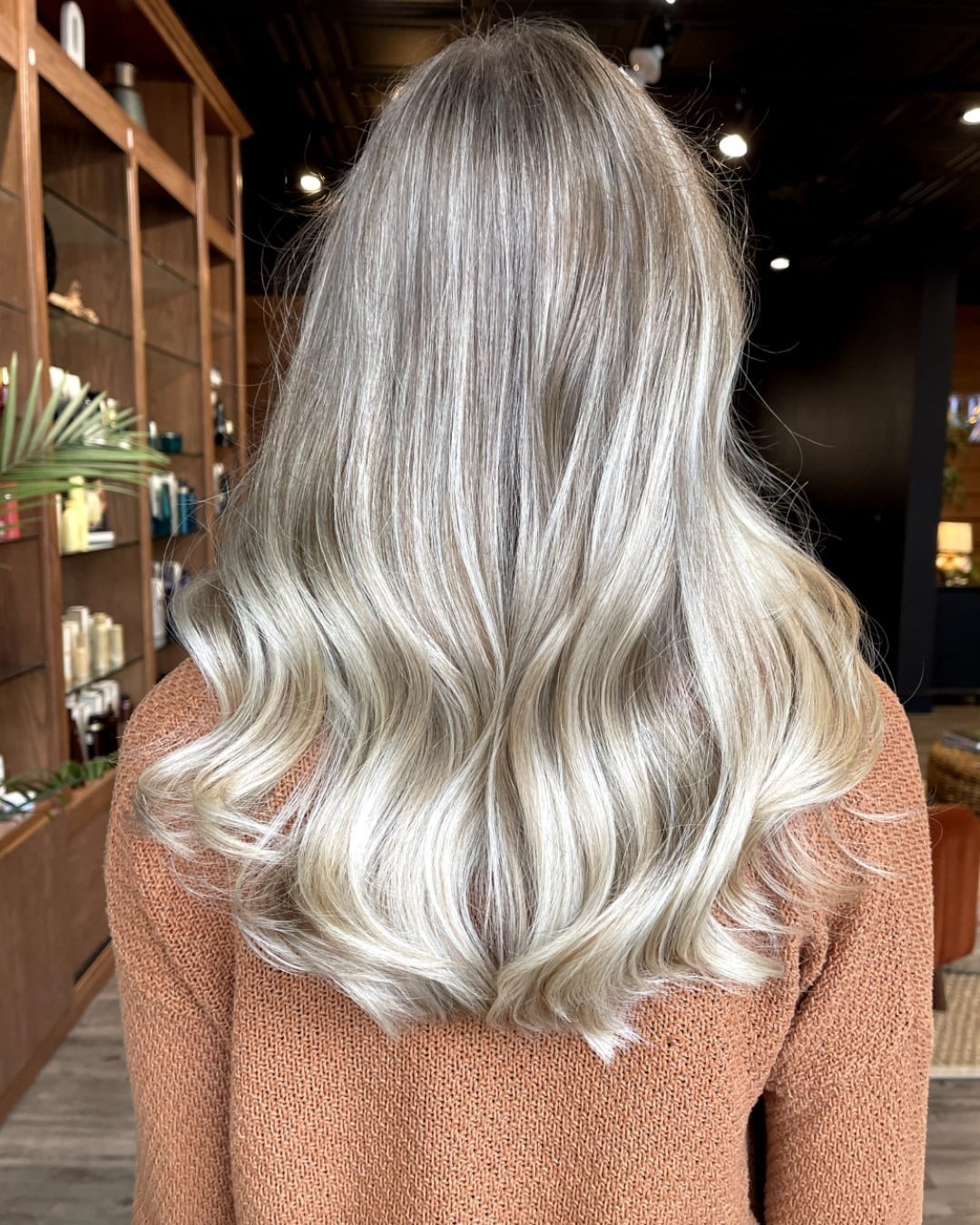 7. Cool Pearl Icy Blonde Mid-Length Waves - Icy Blonde Hair Color