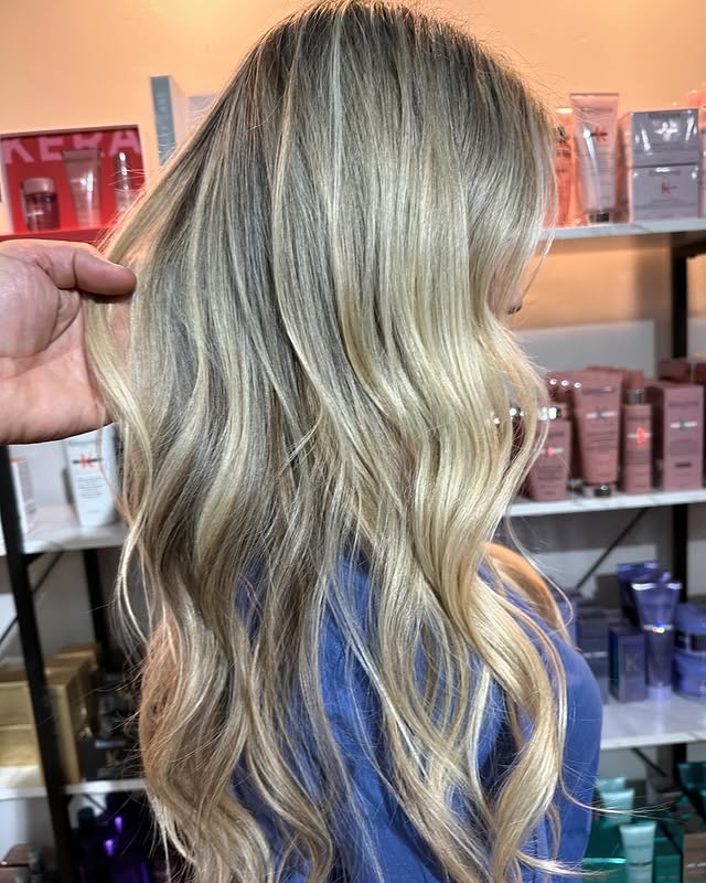 16. Icy Blonde Balayage with Shadow Root - Icy Blonde Hair Color