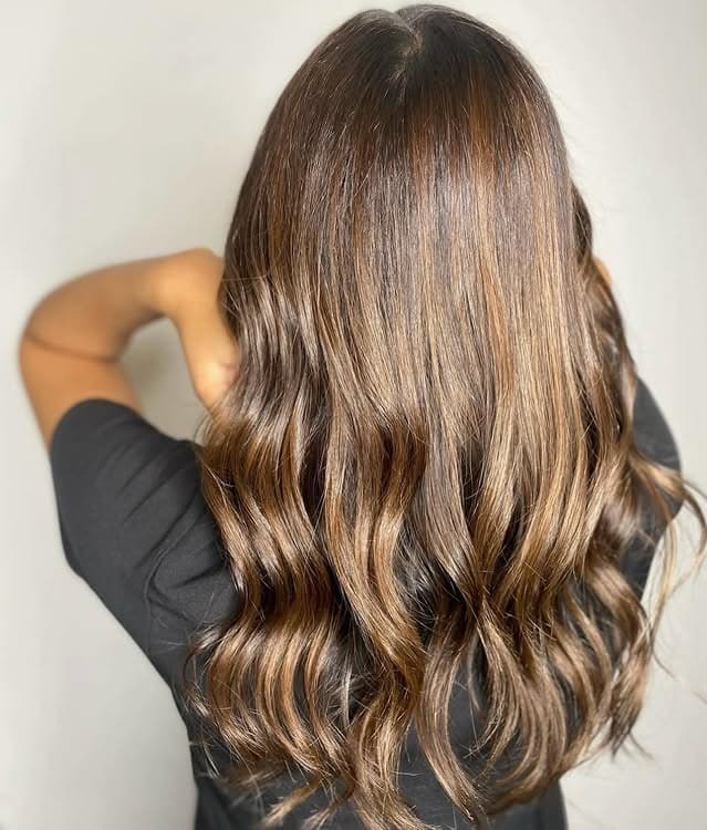 11. Soft Caramel Mocha Balayage Waves - Caramel Mocha Hair Color