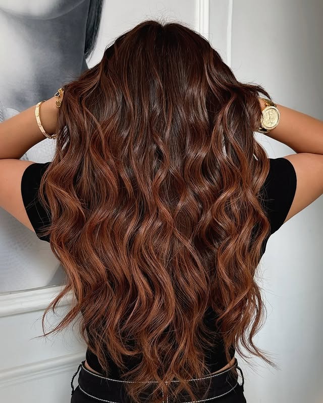 12. Cinnamon Caramel Mocha Long Waves - Caramel Mocha Hair Color