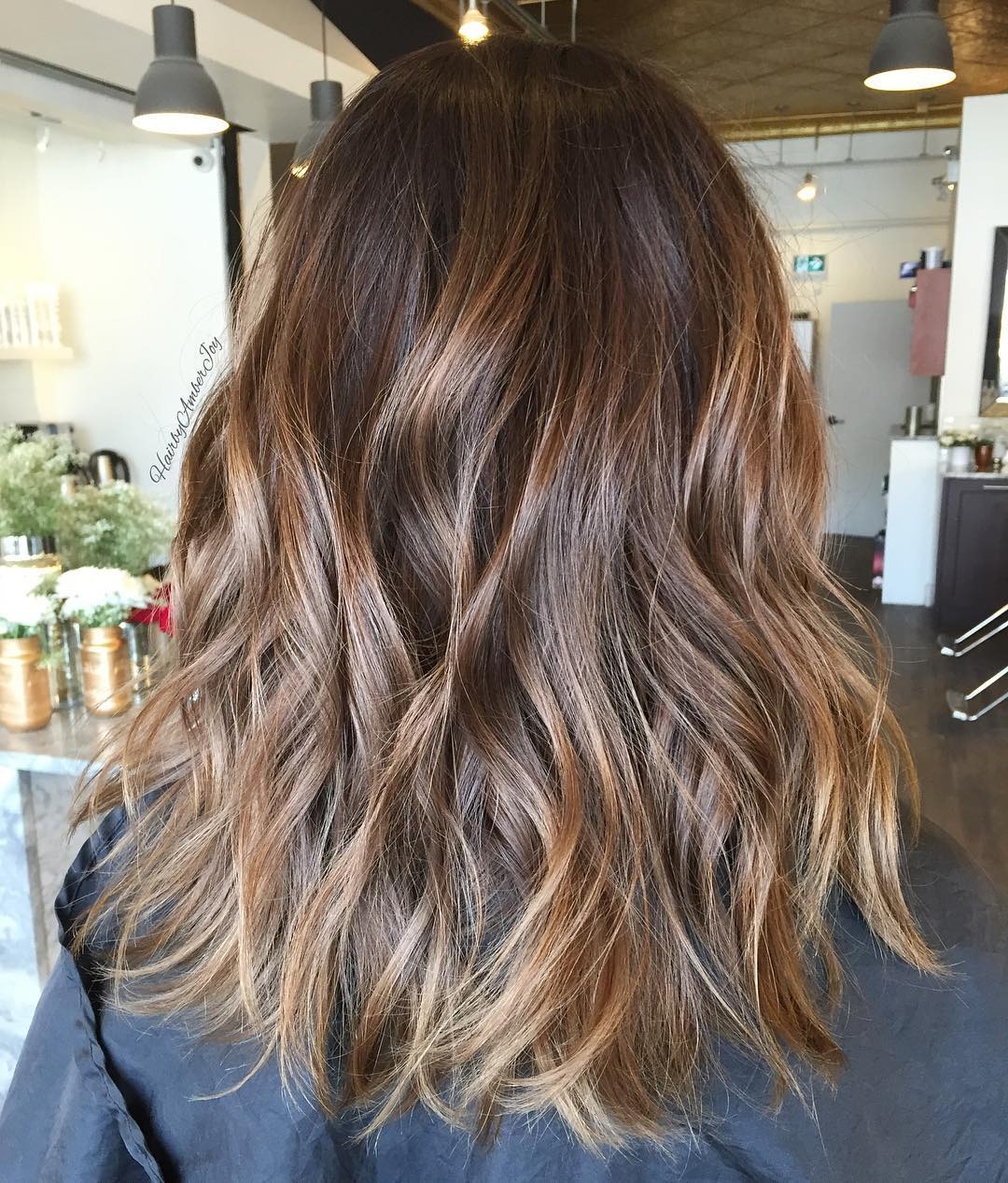 22. Caramel Mocha Balayage Beach Waves - Caramel Mocha Hair Color
