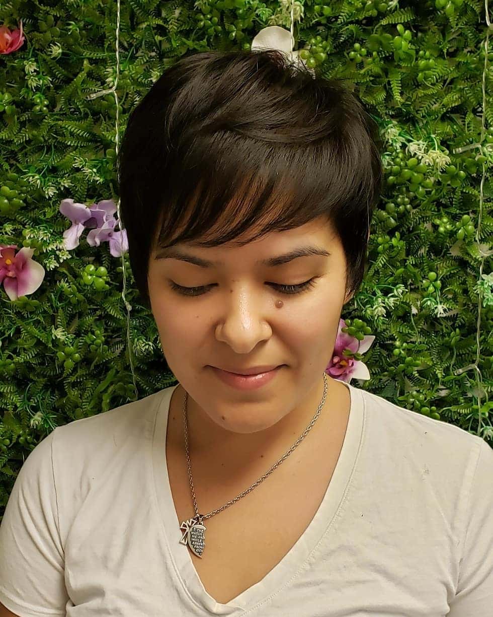 10. Jet Black Soft Side-Swept Pixie - Side Swept Pixie