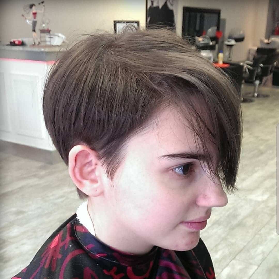 13. Ash Brown Long Side-Swept Pixie - Side Swept Pixie
