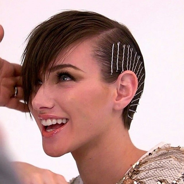 18. Espresso Brown Asymmetrical Side-Swept Pixie Undercut - Side Swept Pixie