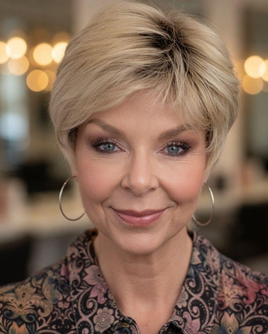 19. Beige Blonde Soft Side-Swept Pixie - Side Swept Pixie