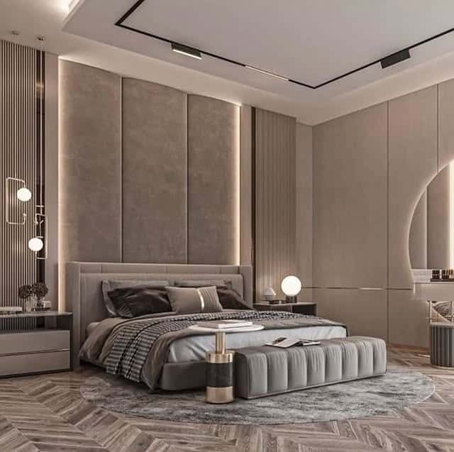2. Taupe and Greige Luxury Contemporary Bedroom - relaxing bedroom ideas