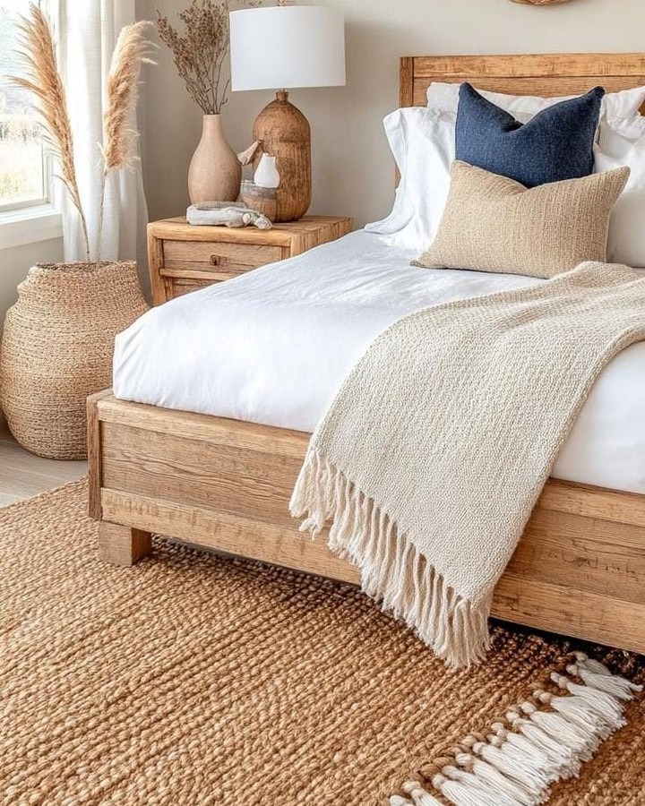 8. Light Oak and Cream Farmhouse Bedroom - relaxing bedroom ideas