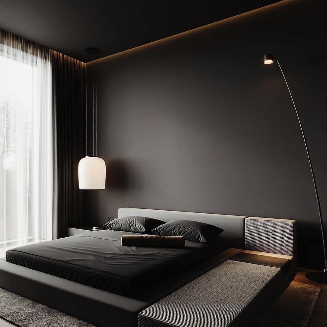 13. Black and Graphite Minimalist Bedroom Idea - relaxing bedroom ideas