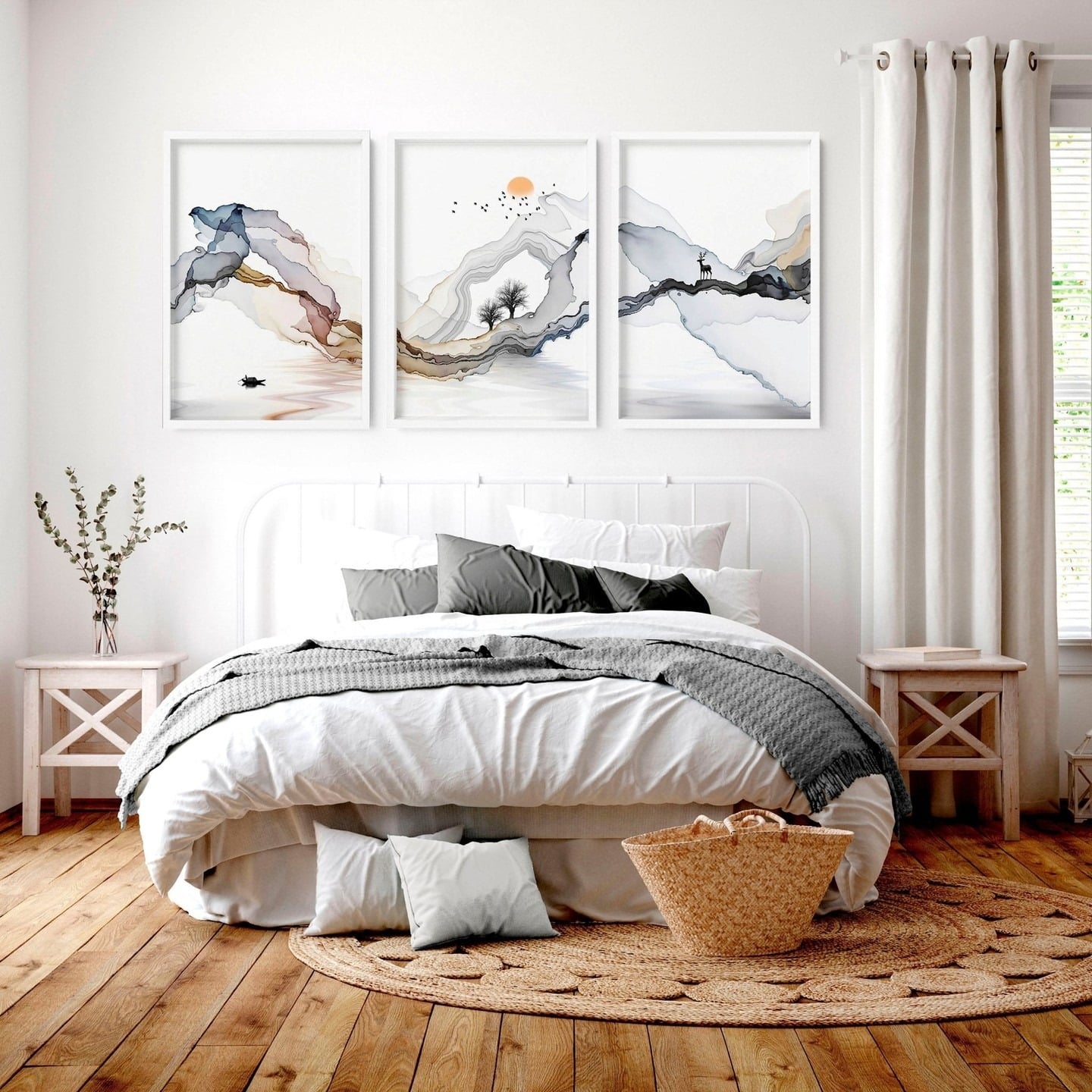 22. White and Natural Wood Scandinavian Bedroom Idea - relaxing bedroom ideas