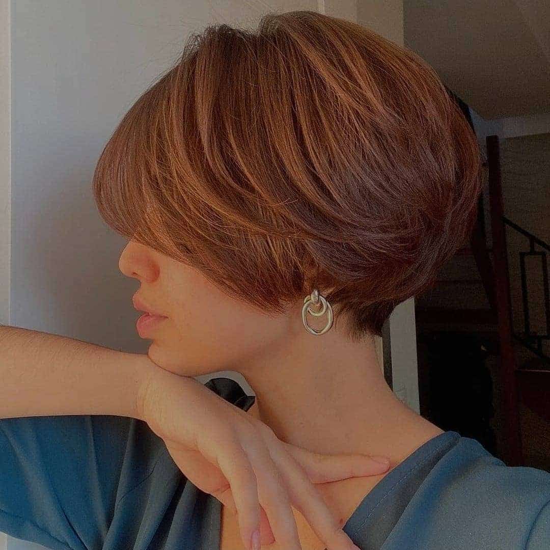 10. Cinnamon Auburn Voluminous Pixie Bob - Pixie Bob Haircut