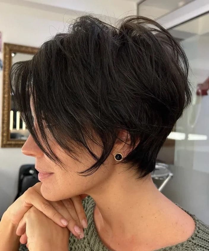 19. Deep Brunette Long Pixie Bob - Pixie Bob Haircut
