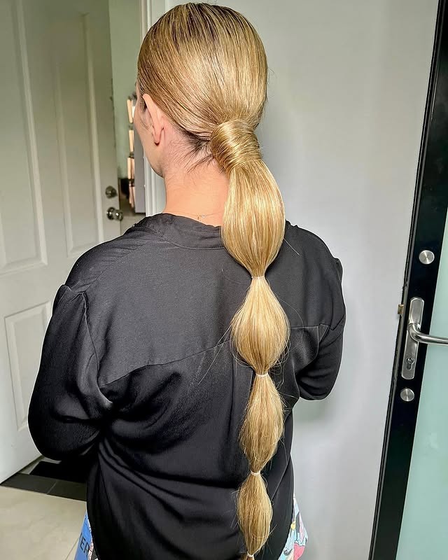 3. Sleek Bubble Ponytail on Light Blonde Hair - Bubble Ponytail Hairstyles