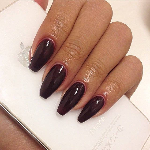 8. Black Cherry Almond Nails - dark red coffin nail ideas