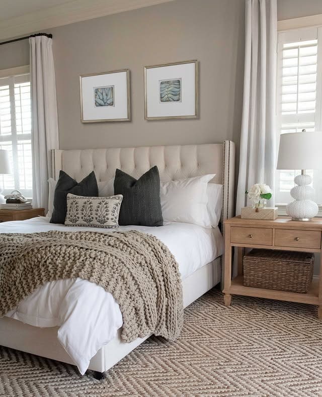 2. Taupe and Ivory Transitional Bedroom Style - neutral bedroom ideas