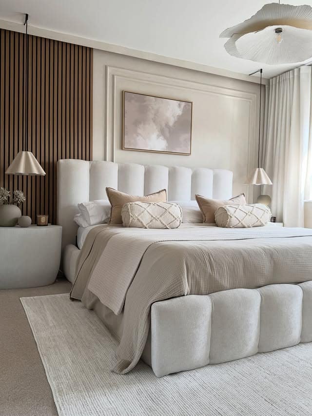 7. Cream and Walnut Modern Neutral Bedroom - neutral bedroom ideas