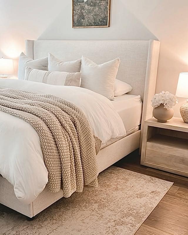 9. Ivory and Sand Layered Bedroom Comfort - neutral bedroom ideas