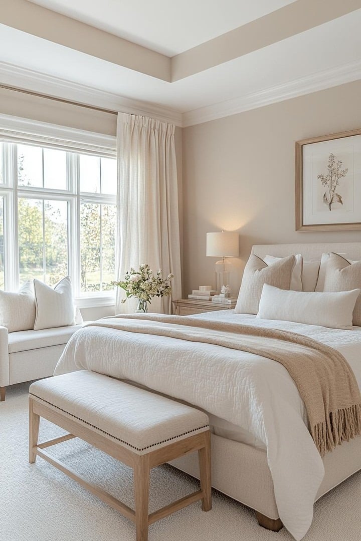 17. Champagne Beige and Ivory Classic Bedroom Retreat - neutral bedroom ideas