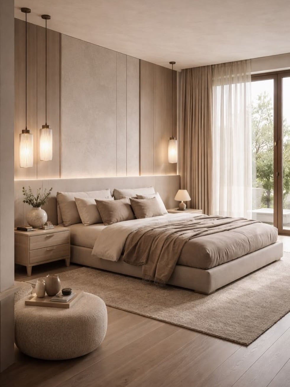 20. Mushroom Beige and Sand Contemporary Bedroom - neutral bedroom ideas