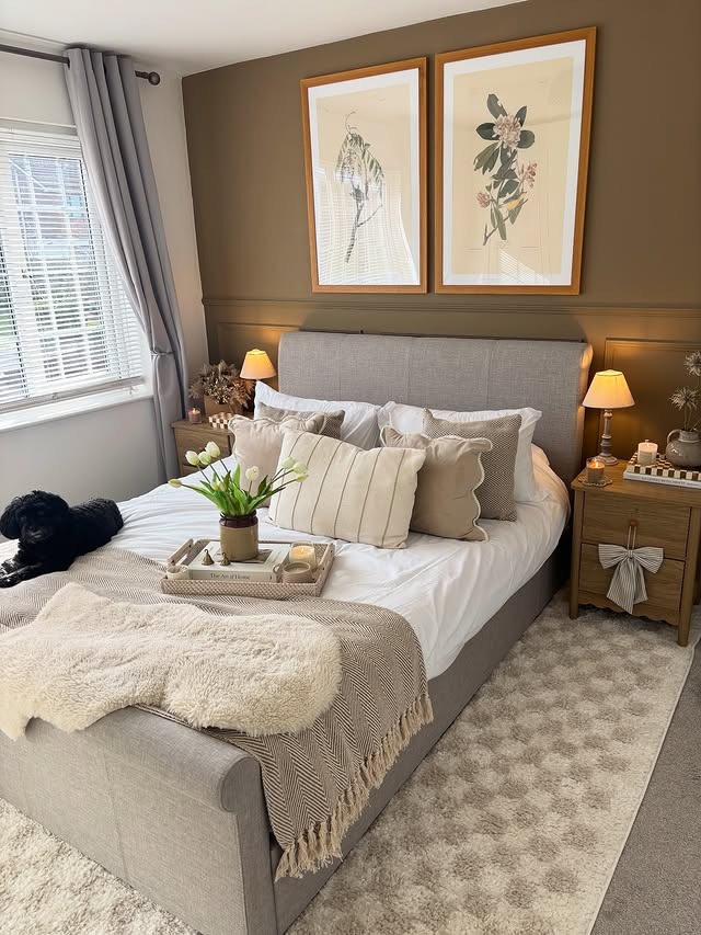 22. Mushroom Brown and Linen Cozy Neutral Bedroom - neutral bedroom ideas