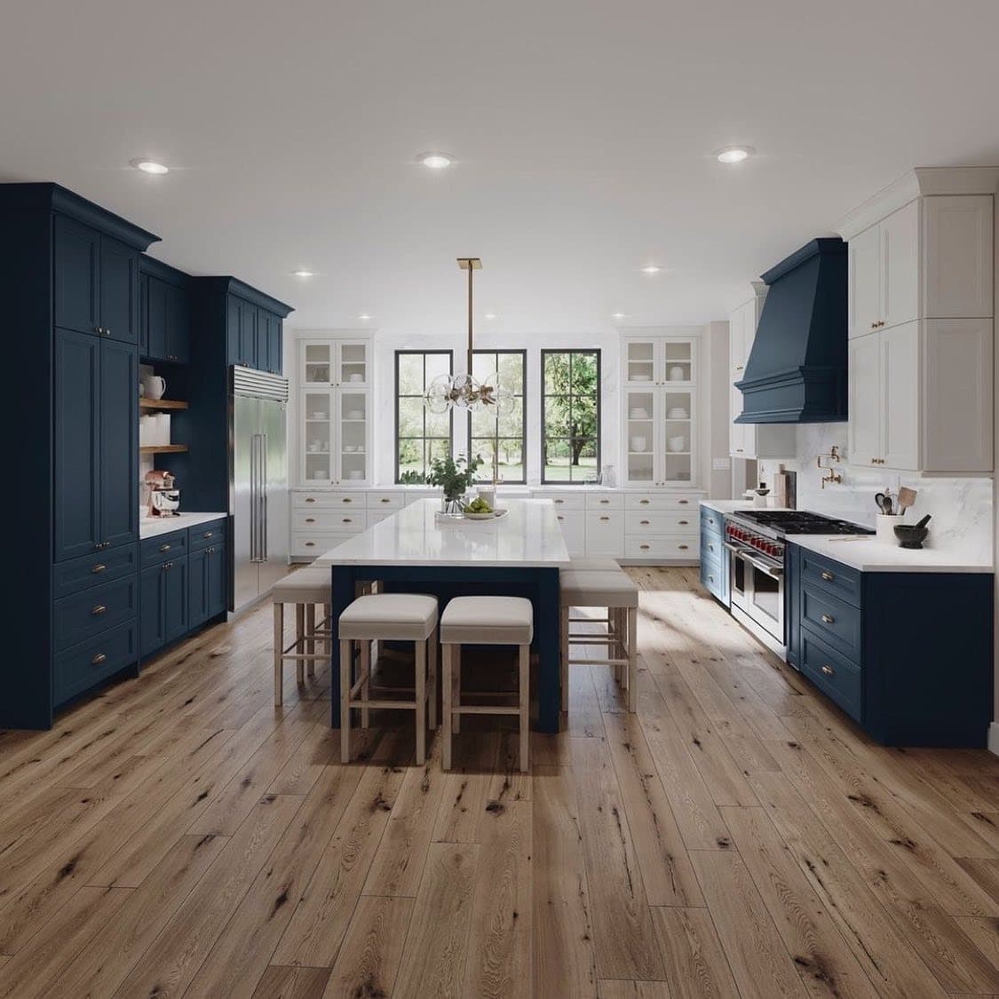 6. Navy Blue Kitchen Cabinets with Crisp White Contrast - blue kitchen cabinets ideas