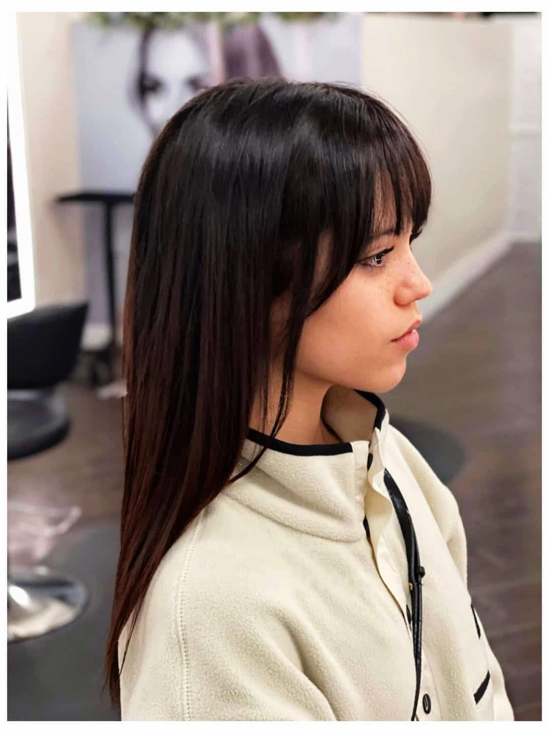 18. Layered Dark Chocolate Hair with Wispy Fringe - Wispy Bangs For Thin Hair