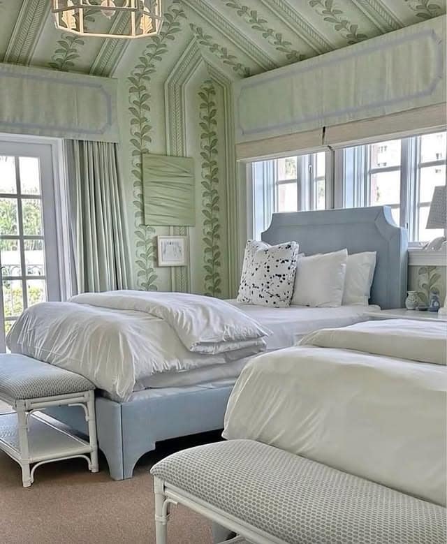 1. Soft Sage and Powder Blue Cottage Primary Bedroom - primary bedroom ideas