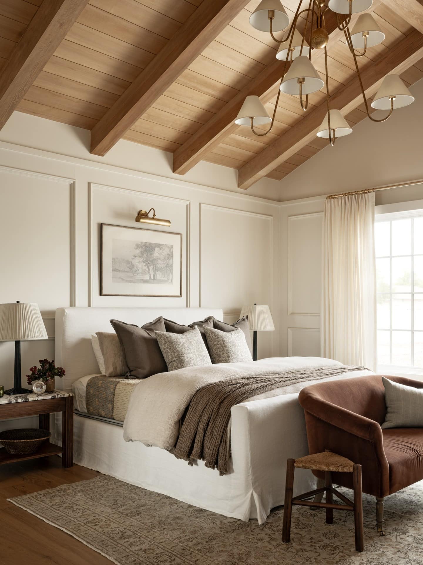 3. Cream and Walnut Traditional Primary Bedroom - primary bedroom ideas