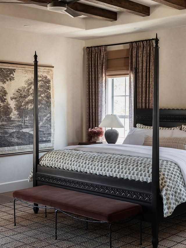 9. Charcoal and Taupe European-Inspired Bedroom - primary bedroom ideas