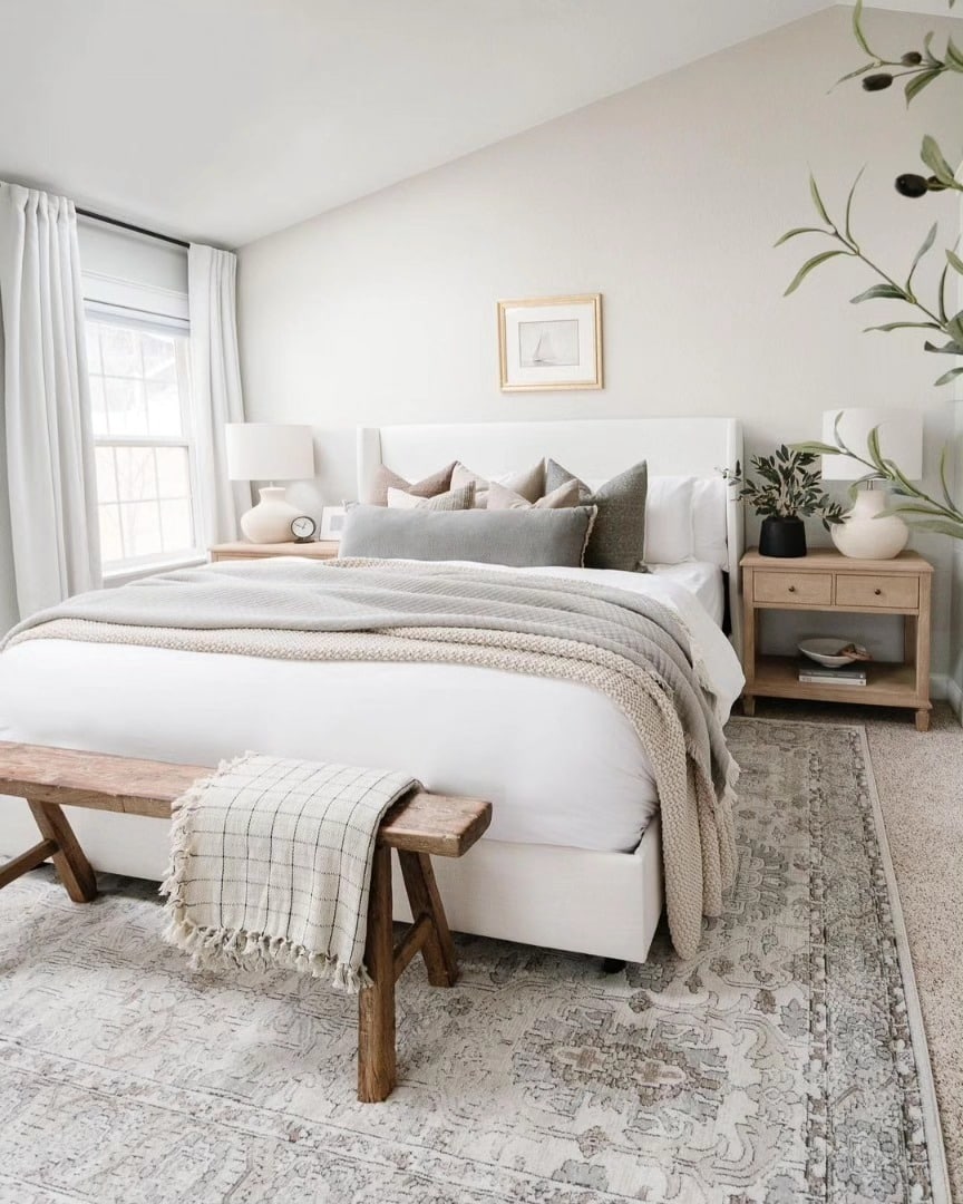 11. Soft Greige and White Minimalist Primary Bedroom - primary bedroom ideas