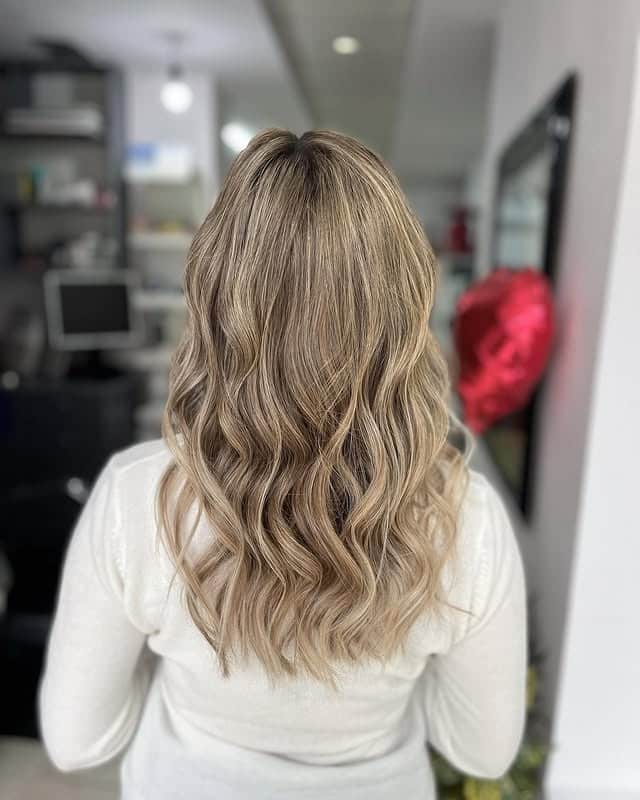 14. Champagne Blonde Wavy Lob - Champagne Blonde Hair Color