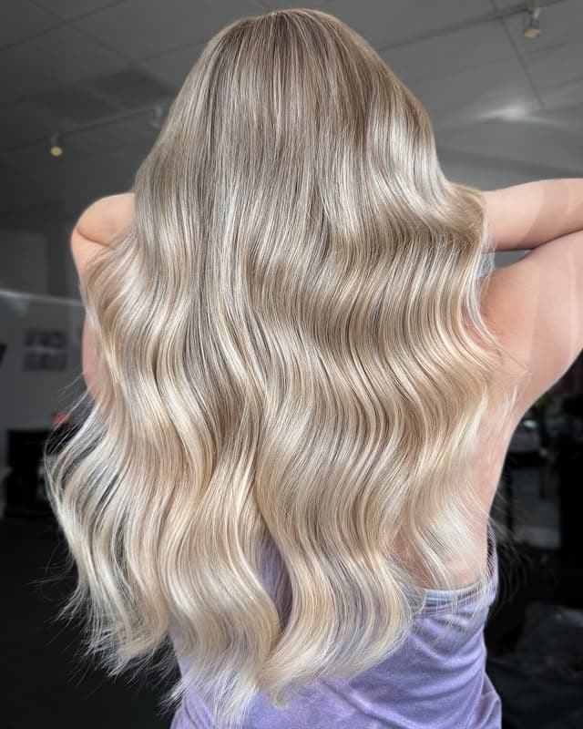 22. Pearl Champagne Blonde Mermaid Waves - Champagne Blonde Hair Color
