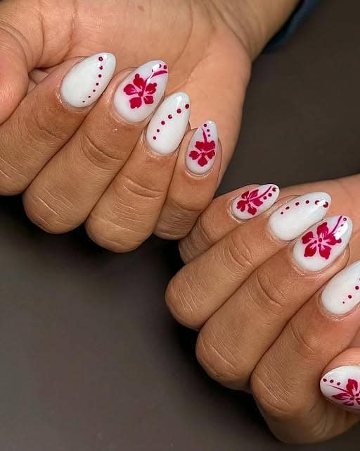 3. White Floral Thanksgiving Nails - thanksgiving nail ideas