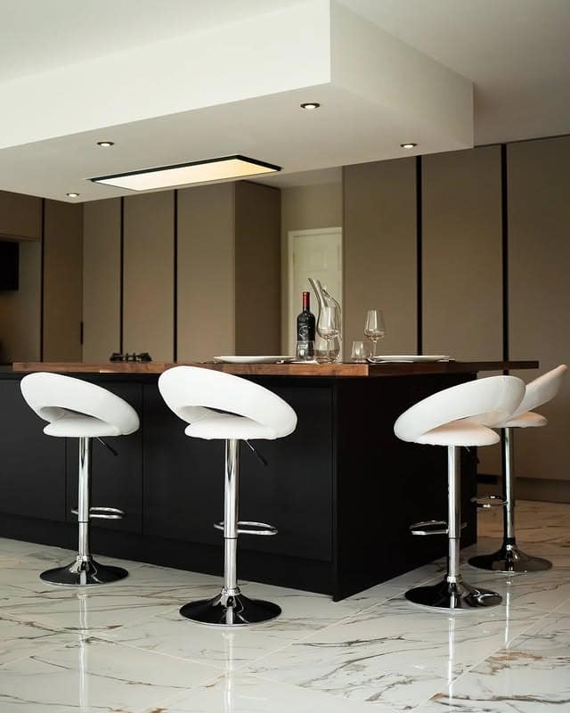 4. Black and White Modern Island Kitchen - dark kitchen ideas