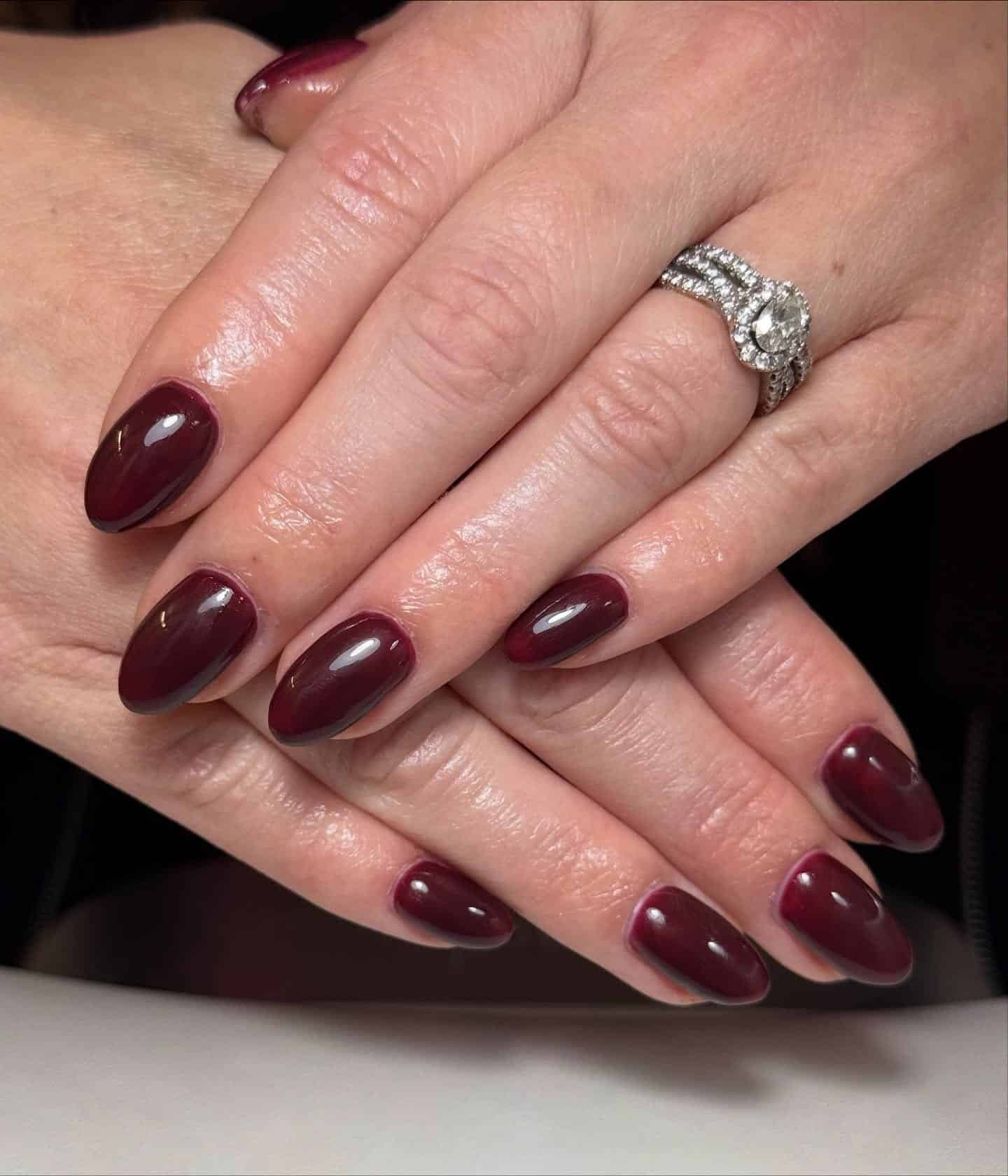 15. Burgundy Smoky Ombre Nails - burgundy nail ideas