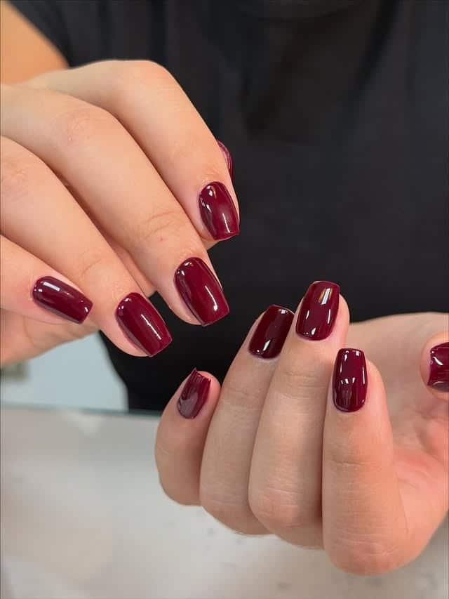 20. Burgundy Square Gel Nails - burgundy nail ideas