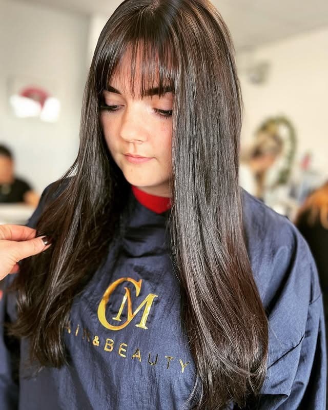 1. Sleek Espresso Layers with Wispy Fringe - Long Hair With Wispy Fringe