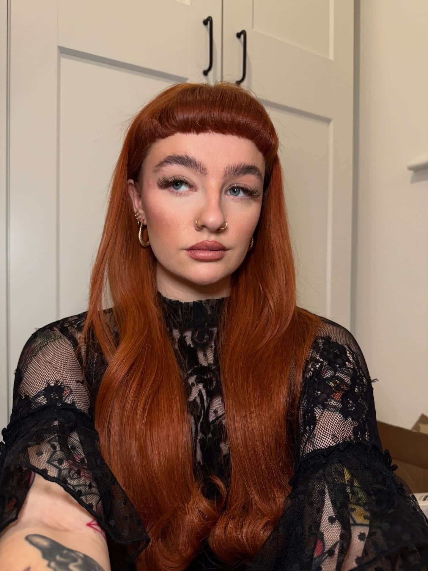 3. Burnt Copper Long Hair with Micro Wispy Fringe - Long Hair With Wispy Fringe