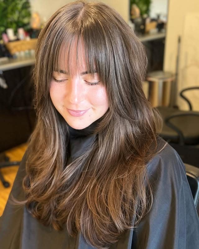 14. Mushroom Brown Long Layers with Wispy Fringe - Long Hair With Wispy Fringe