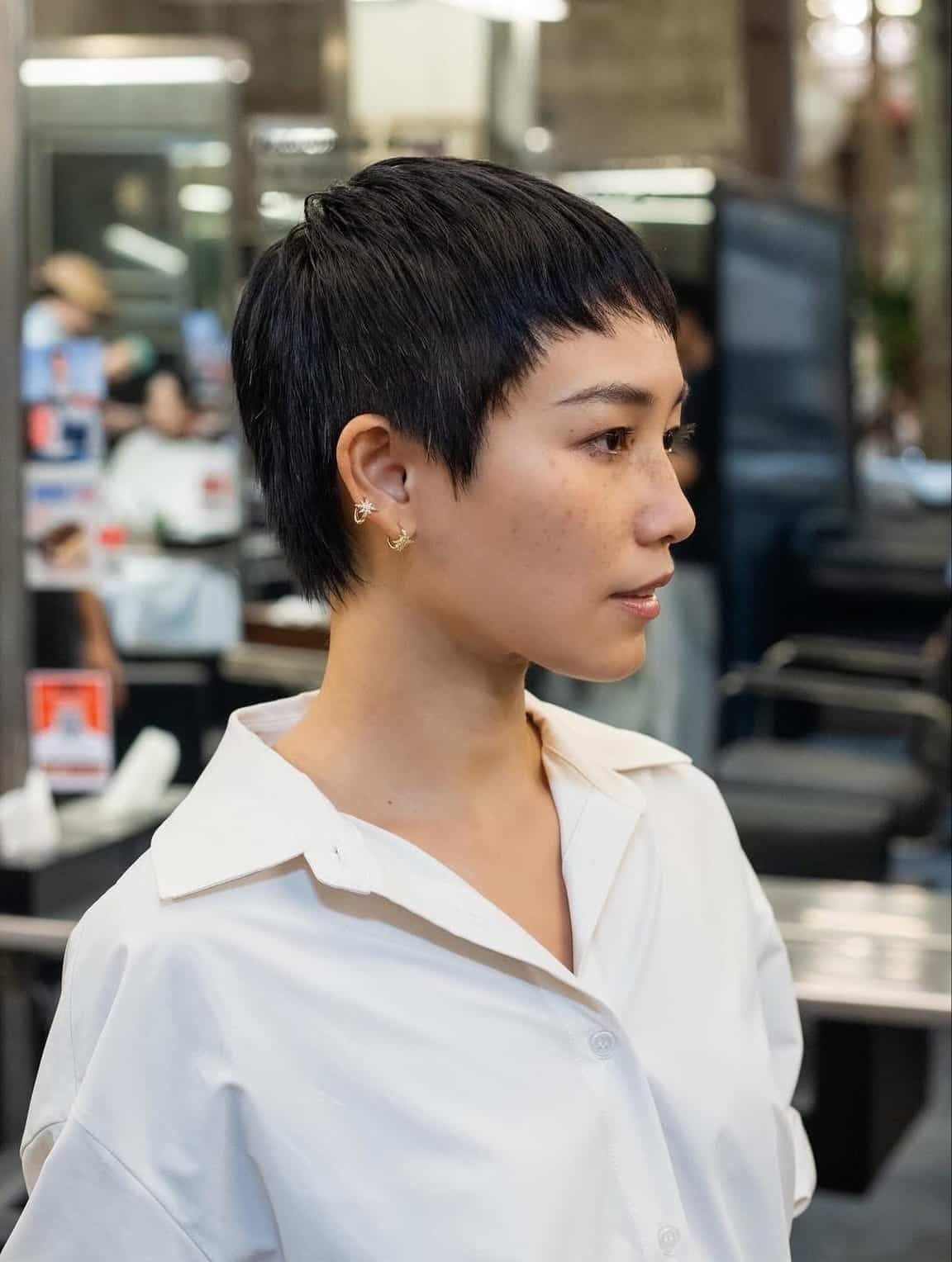 3. Jet Black Textured Pixie Mullet - Short Pixie Haircuts For Women
