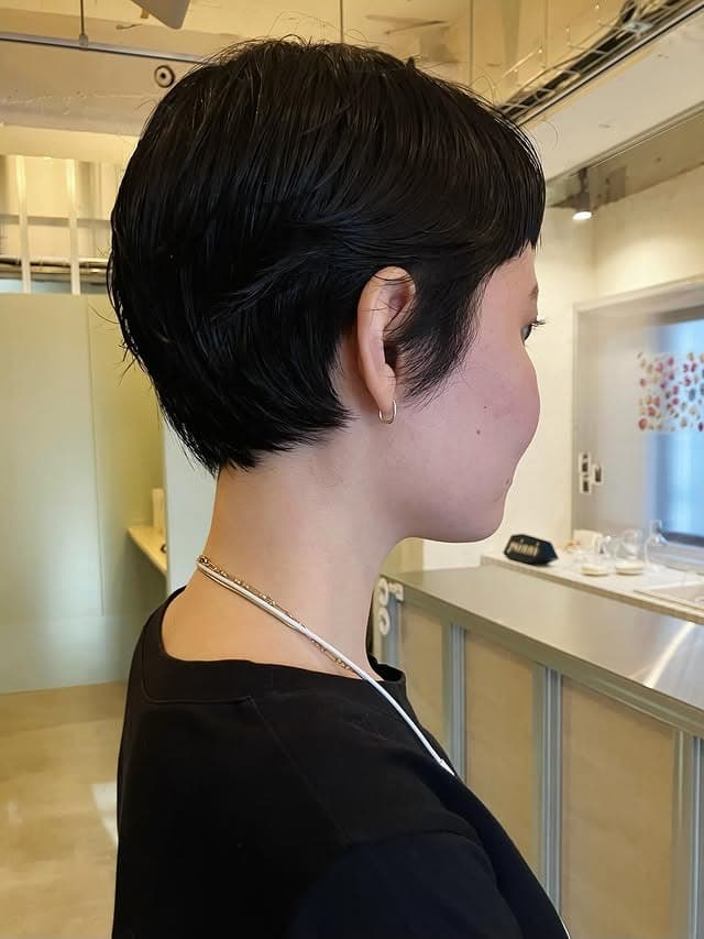 6. Japanese-Inspired Black Pixie with Graduated Layers - Short Pixie Haircuts For Women