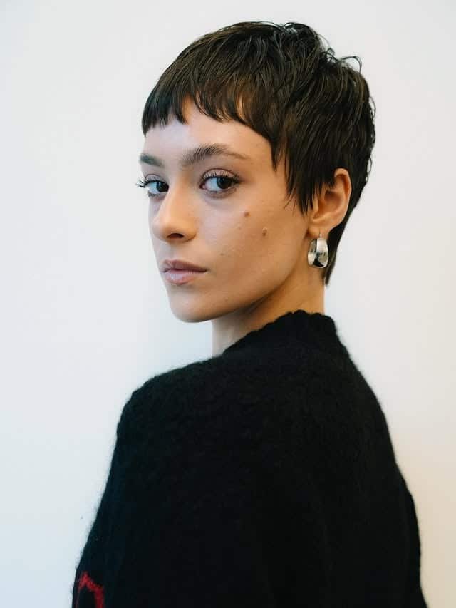 7. Micro Fringe Textured Pixie in Deep Espresso - Short Pixie Haircuts For Women
