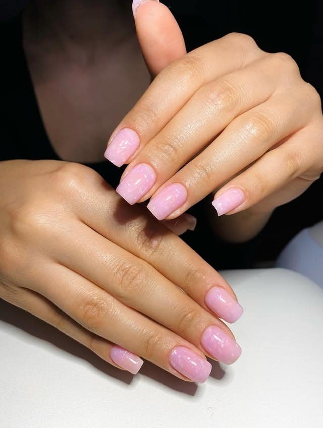 3. Sheer Pink Clear Square Nails - clear nail ideas