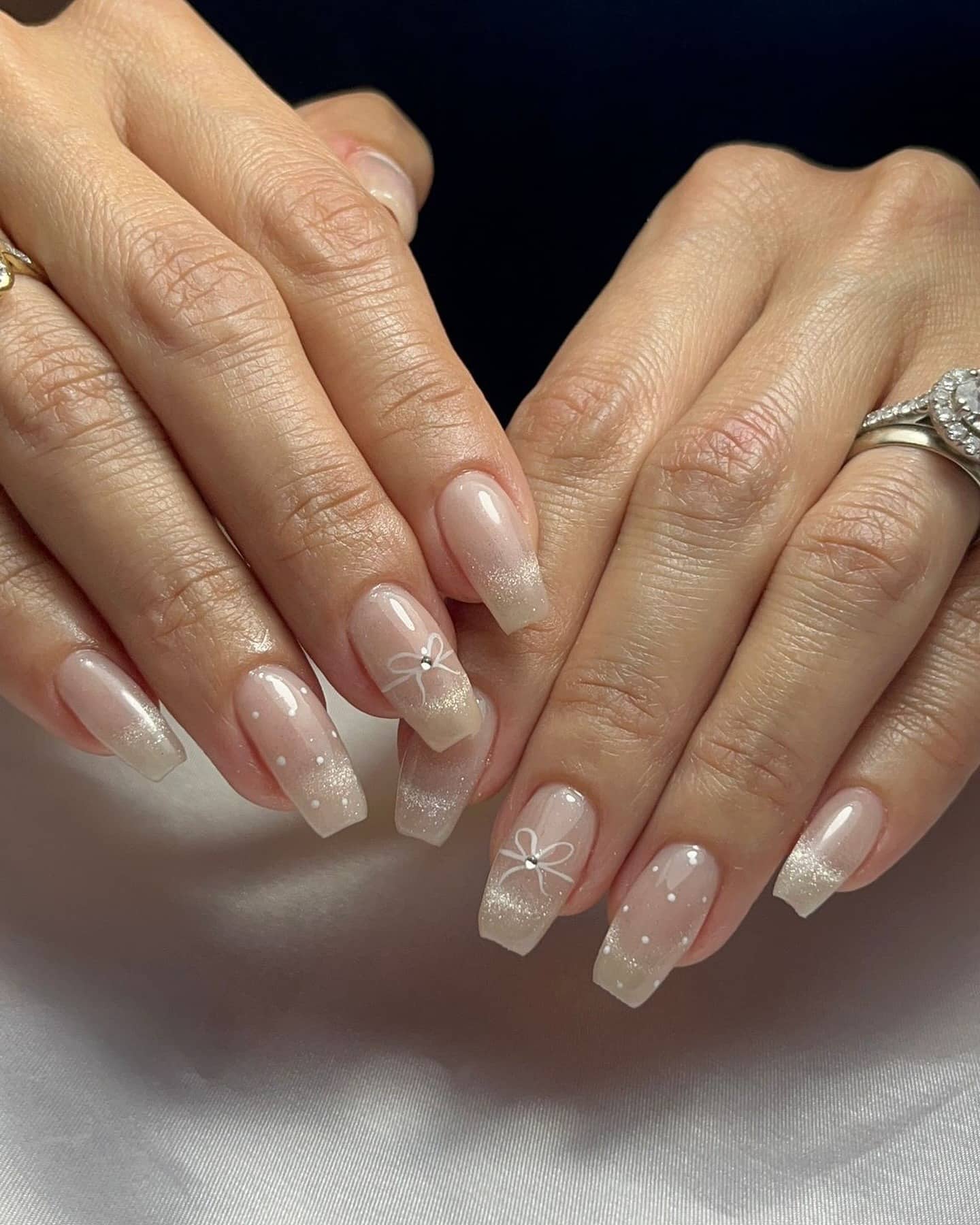16. Frosted Clear French Square Nails with Floral Art - clear nail ideas