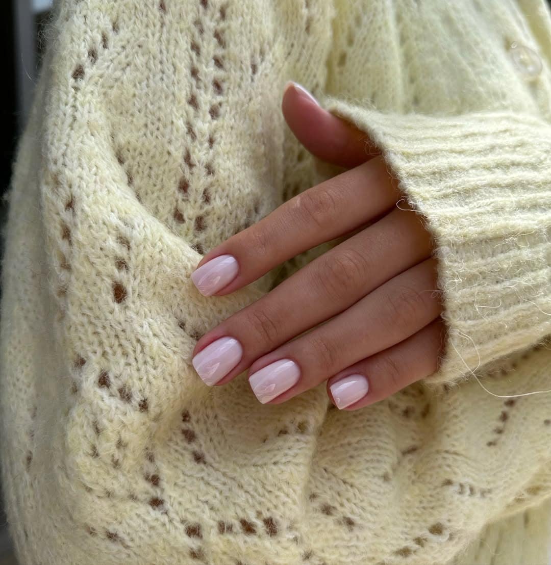 20. Sheer Baby Pink Clear Square Nails - clear nail ideas