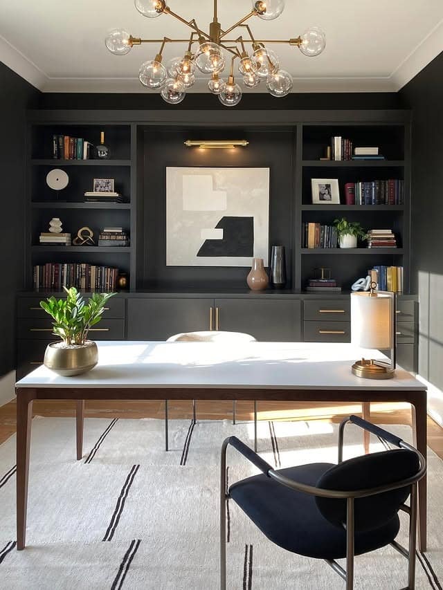 1. Black and Brass Executive Office Design - office room ideas